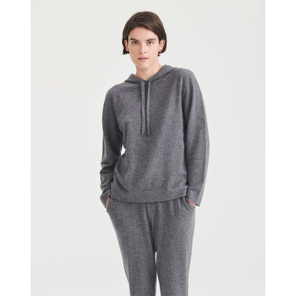 Naadam Signature Cashmere Hoodie Medium Gray Granite Long Sleeve Pullover Soft